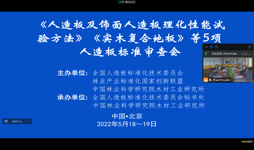 《人造板及饰面人造板理化性能试验方法》《实木复合地板》等5项人造板国家标准审查会